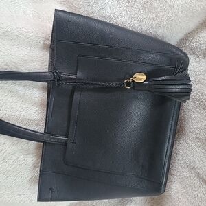 Cole Haan Black Tote Bag with Structured Design and Textured Leather